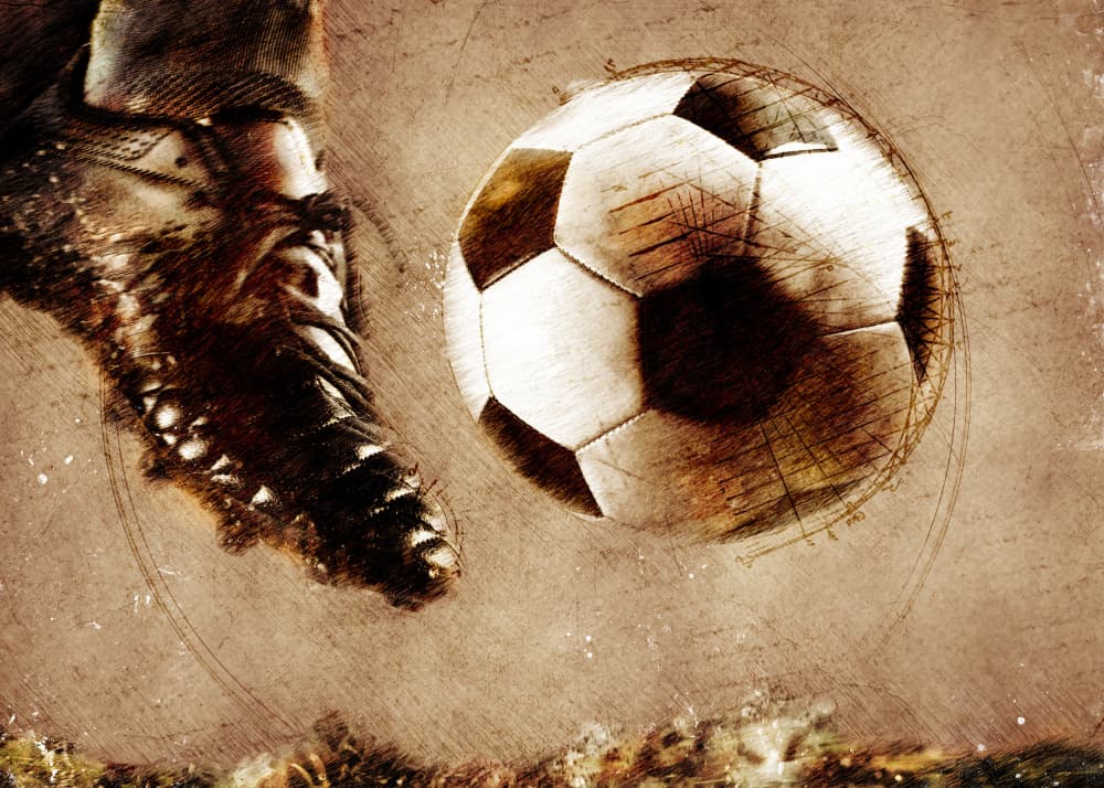 Dynamic Soccer Kick by Justyna Jaszke — canvas wall art