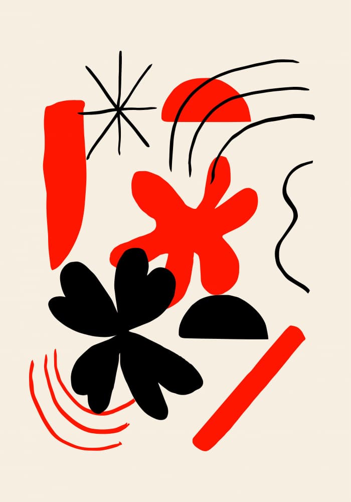 Modern Red Black Forms by Studio JKN — canvas wall art