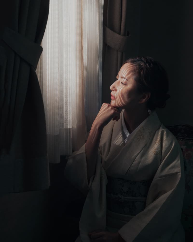 Serene Japanese Kimono Portrait by Masayuki Kato — canvas wall art