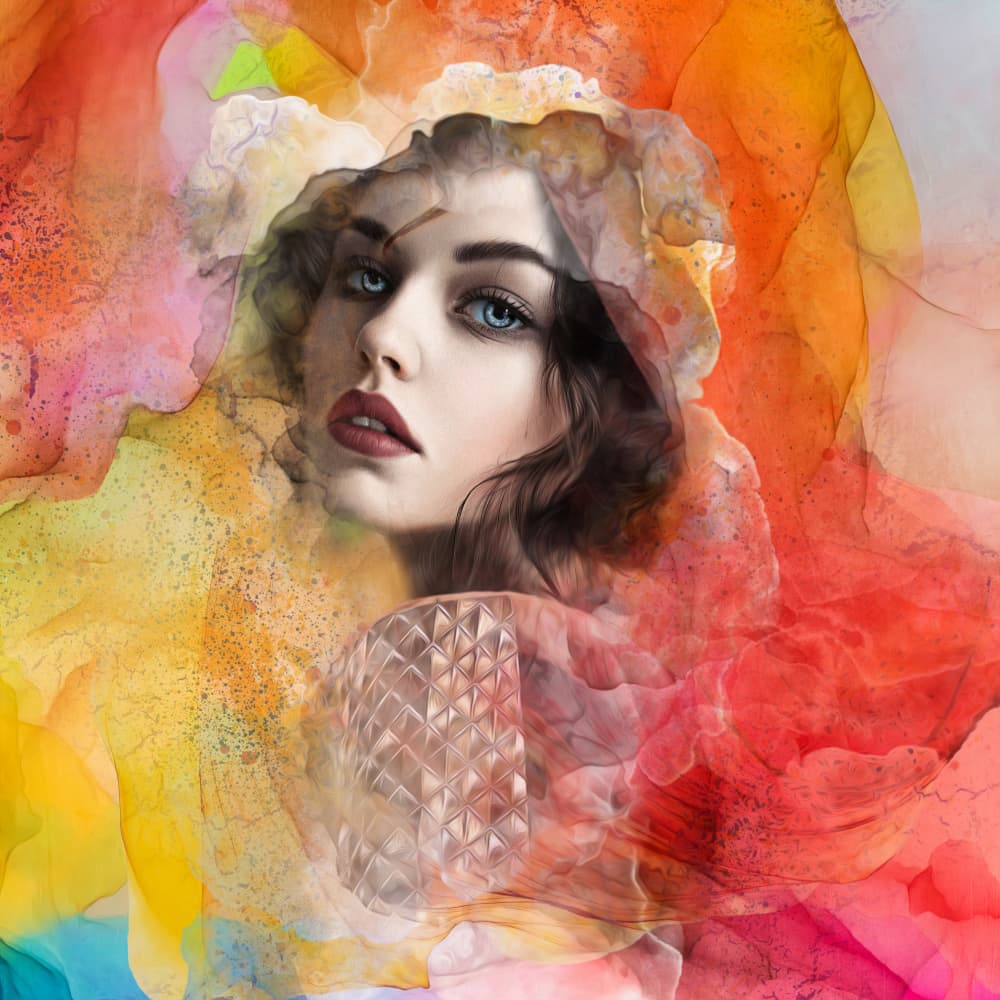 Vibrant Woman Portrait by Ewa Całkosińska-Kajzer — canvas wall art