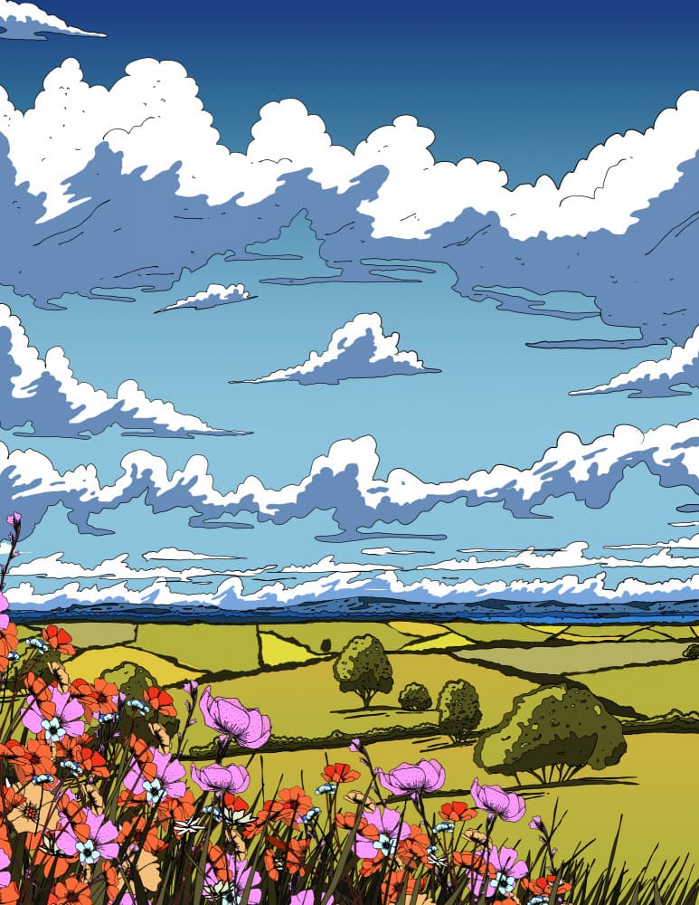Vibrant Wildflower Landscape by Nicholas — canvas wall art