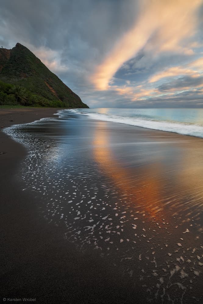 Black Sand Sunset Beach by Karsten Wrobel — canvas wall art