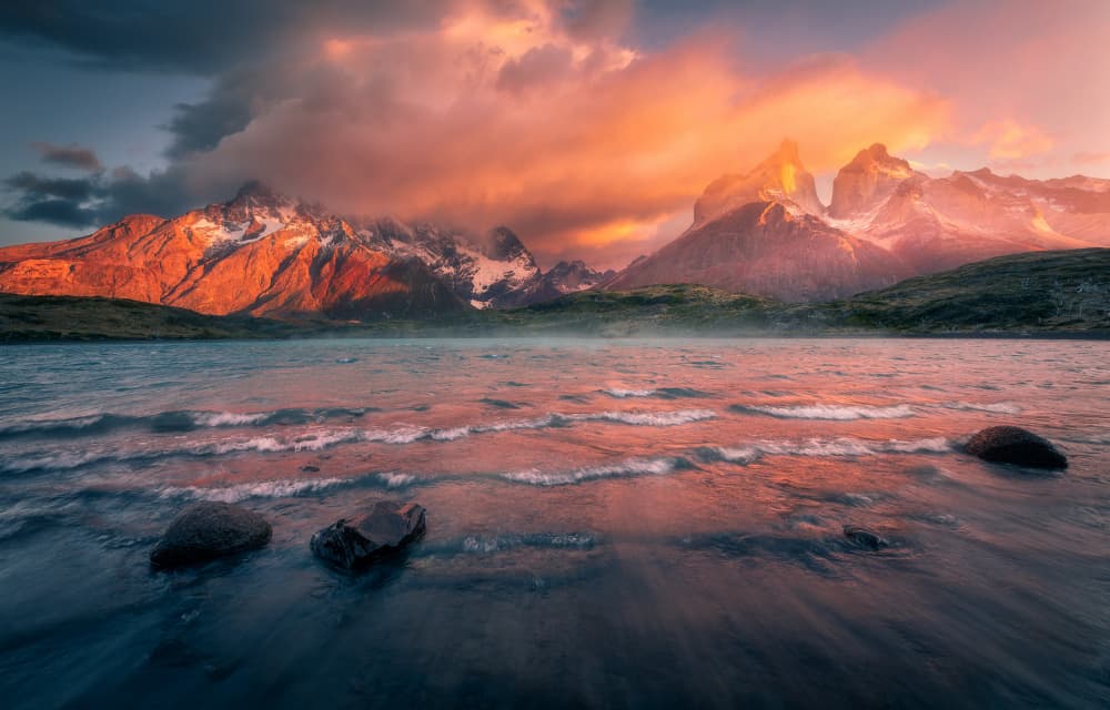 Sunset Mountain Serenity by Gu and Hongchao — canvas wall art