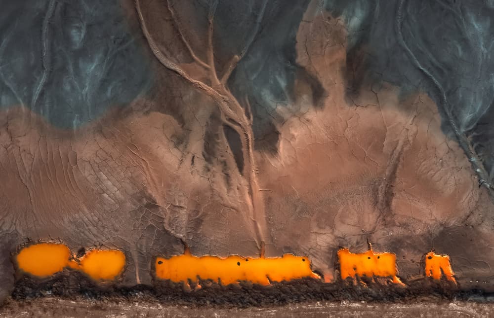 Flowing Orange Earth by Aidong Ning — canvas wall art