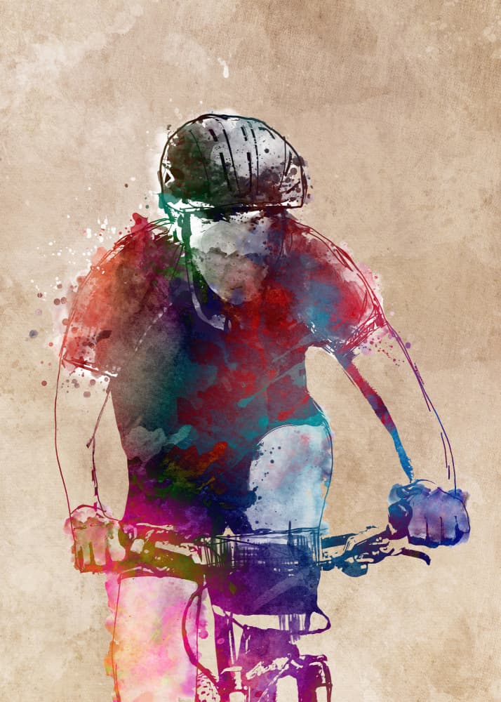 Dynamic Cyclist Splash by Justyna Jaszke — canvas wall art