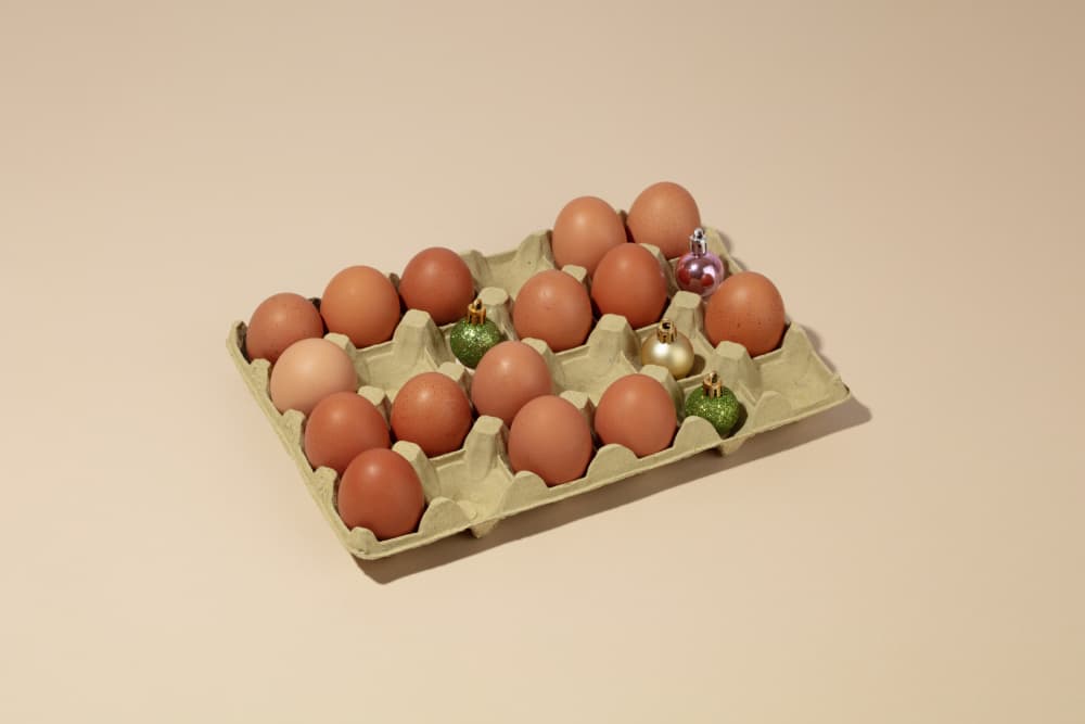 Festive Eggs and Ornaments by Julia Ramiro — canvas wall art
