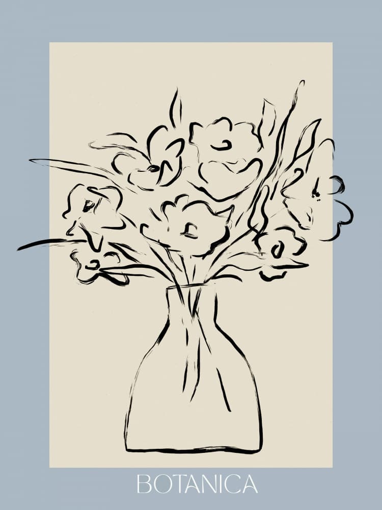 Floral Sketch Vase by Treechild — canvas wall art