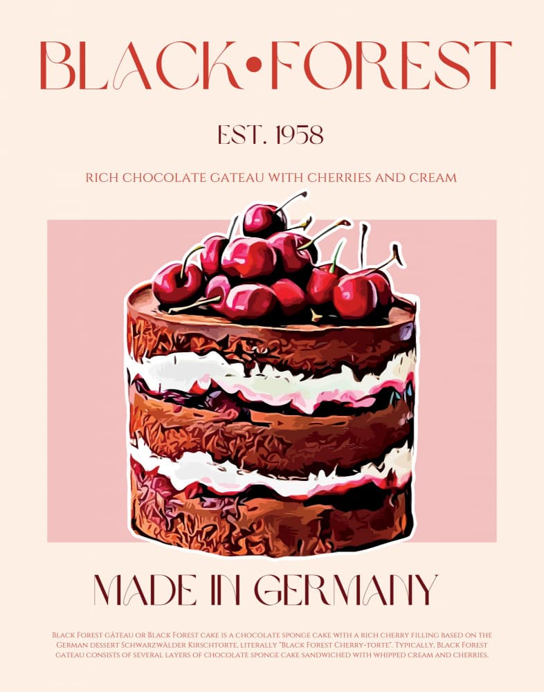 Classic Black Forest Cake by Nazma Khokhar — canvas wall art