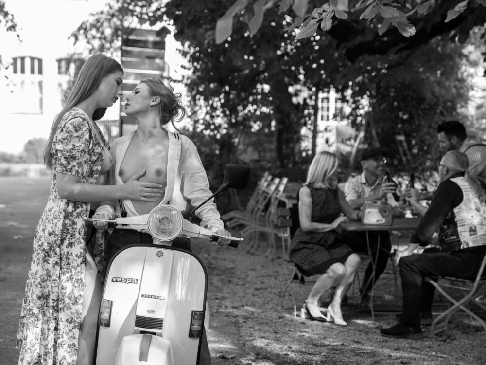 Intimate Vespa Embrace by Ruth Franke — canvas wall art