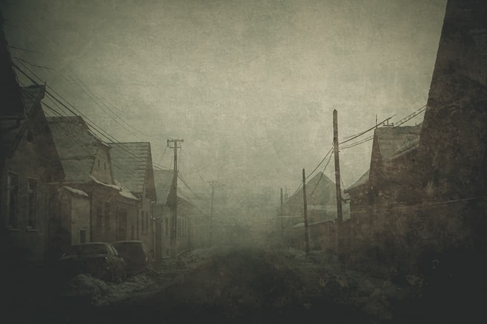 Misty Old Street by Farid Kazamil — canvas wall art