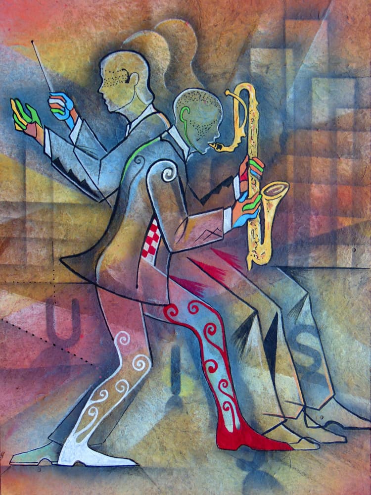 Dynamic Jazz Performance by Ricardo Maya — canvas wall art