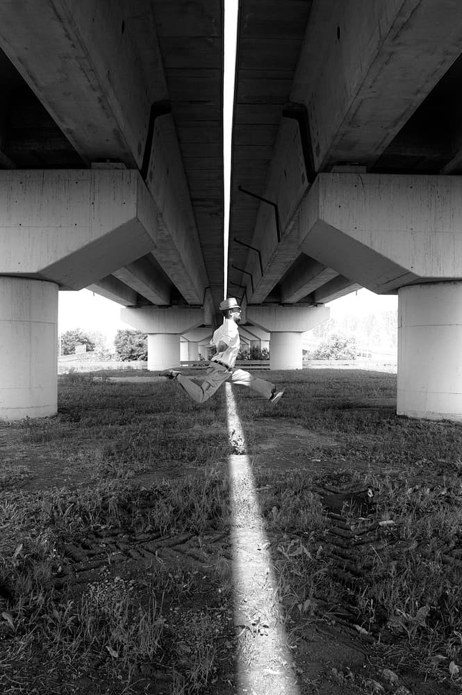 Floating Man Light Path by Carlo Ferrara — canvas wall art