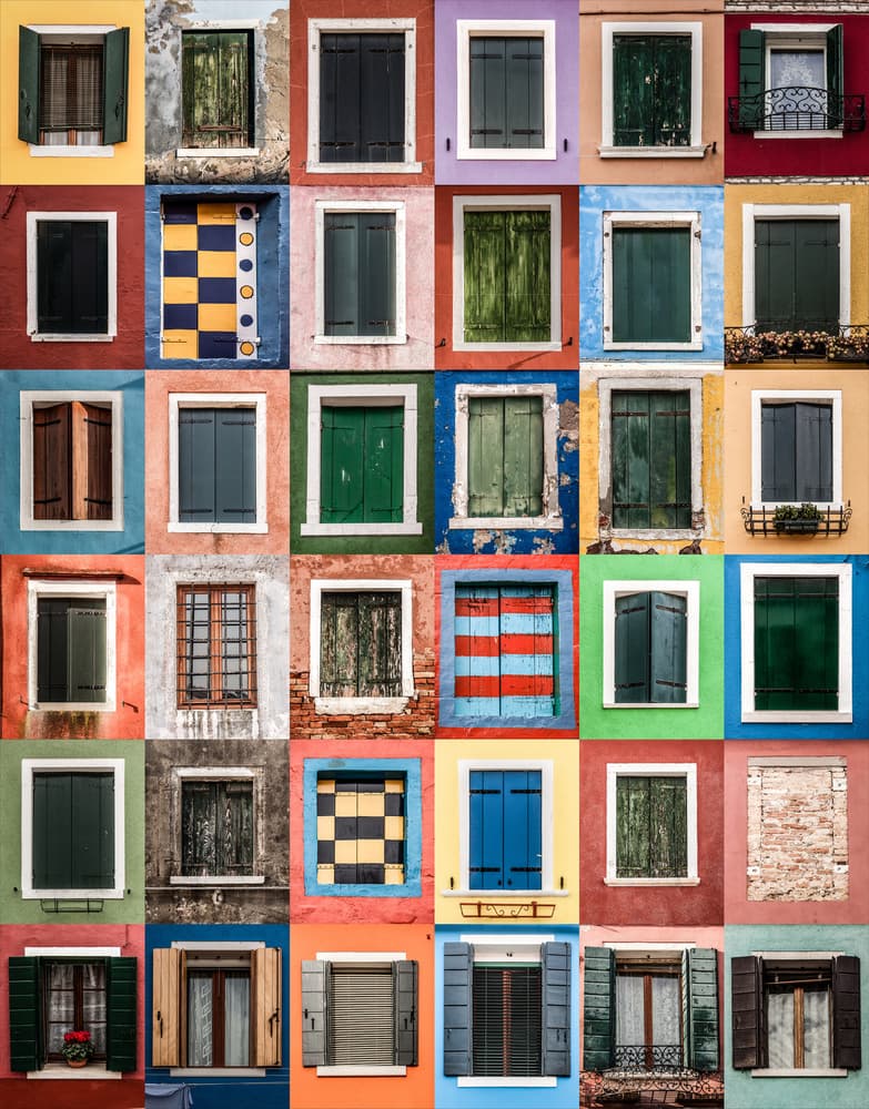 Vibrant Burano Windows by Stefan Miron — canvas wall art