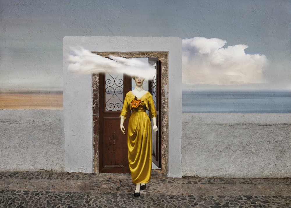 Dreamy Doorway Yellow Dress by Peter Hammer — canvas wall art