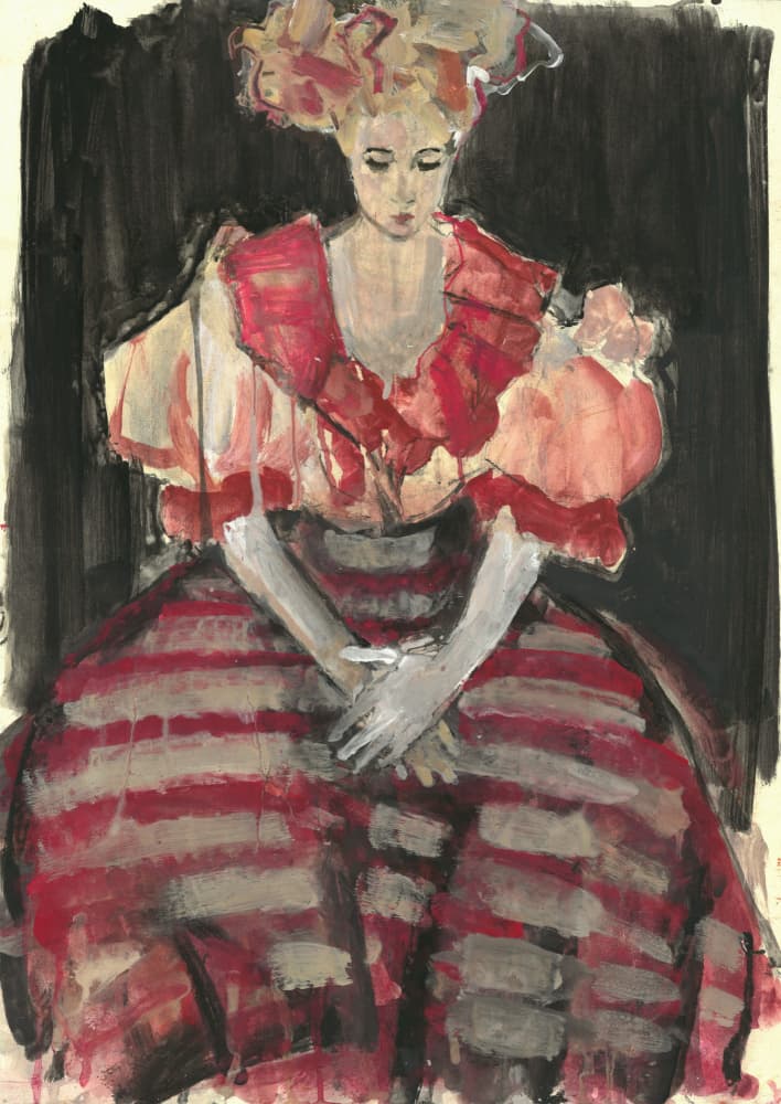 Elegant Woman in Red by Ute Rathmann — canvas wall art
