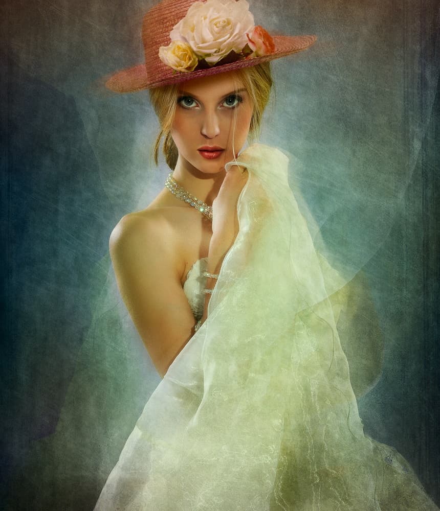 Elegant Woman Rose Hat by Svetlana Melik-Nubarova — canvas wall art