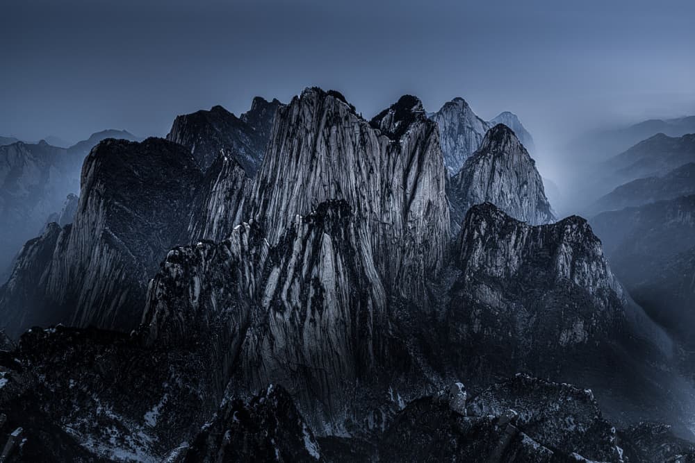 Misty Mountain Peaks by Simoon — canvas wall art