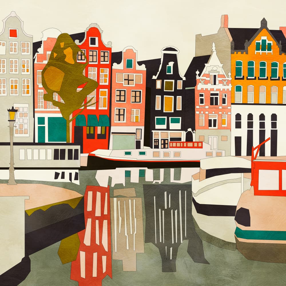 Amsterdam Houses by Ana Rut Bre — canvas wall art