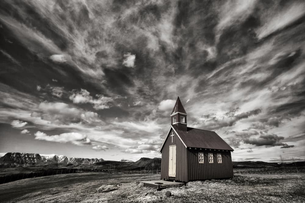 Solitary Chapel Landscape by Þorsteinn H. Ingibergsson — canvas wall art