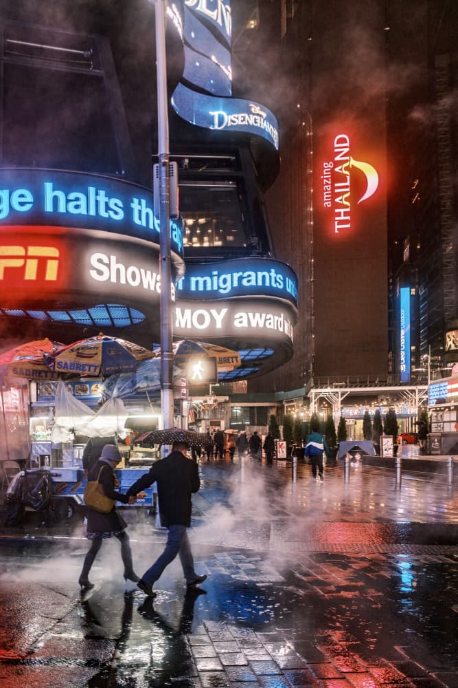 Rainy City Night Walk by Hamlet Hayrapetyan — canvas wall art