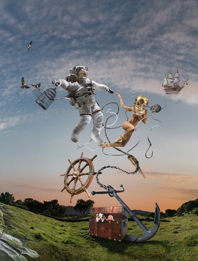Astronaut Diver Fantasy by DDiArte — canvas wall art