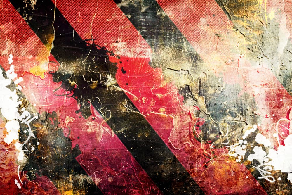 Grungy Red Black Stripes by Rafal Kulik — canvas wall art