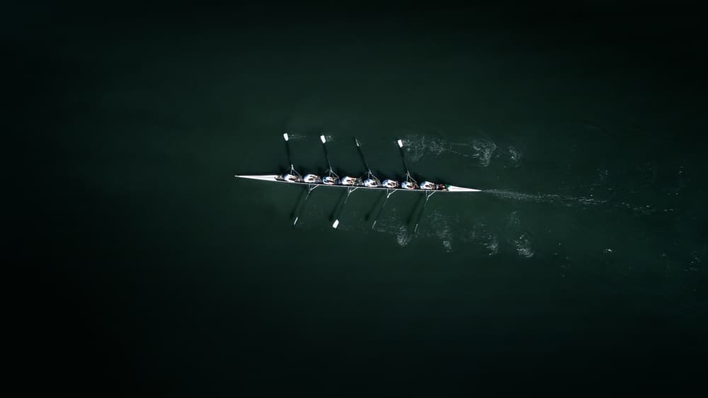 Rowing Team Aerial View by Takane Sakai — canvas wall art