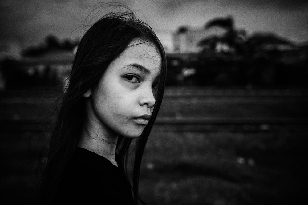 Pensive Girl Portrait by Ajie Alrasyid — canvas wall art
