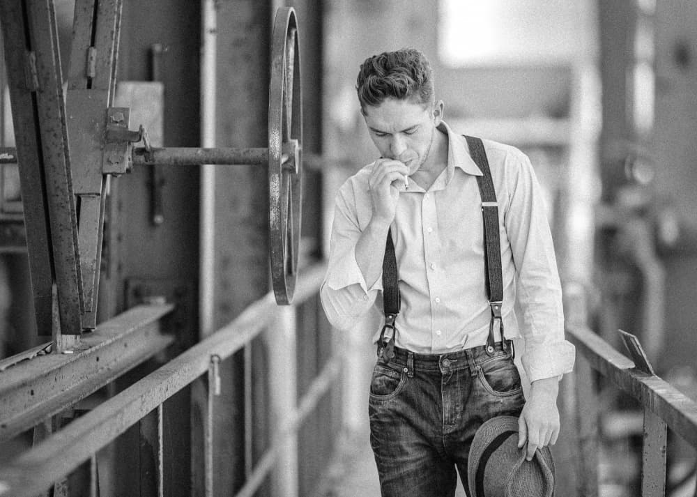 Thoughtful Industrial Man by Klaus Grimm — canvas wall art