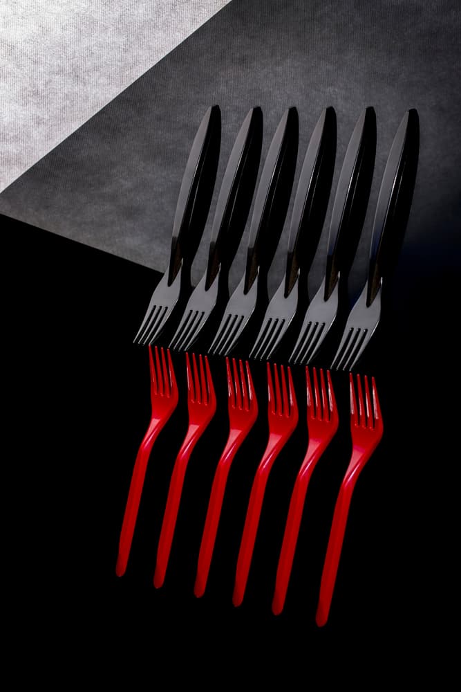 Contrasting Red Forks by Brig Barkow — canvas wall art