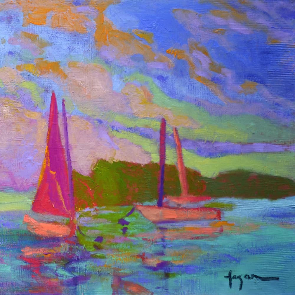 Sailboats at Dusk by Dorothy Fagan — canvas wall art