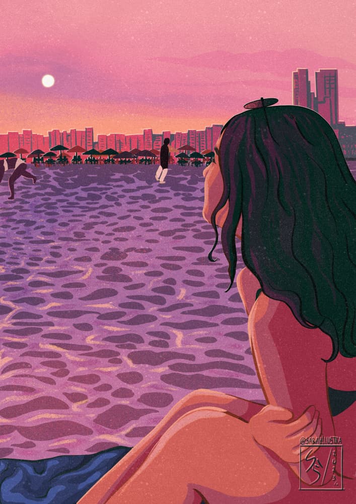 Pink City Beach Sunset by Sarah Oliveira — canvas wall art
