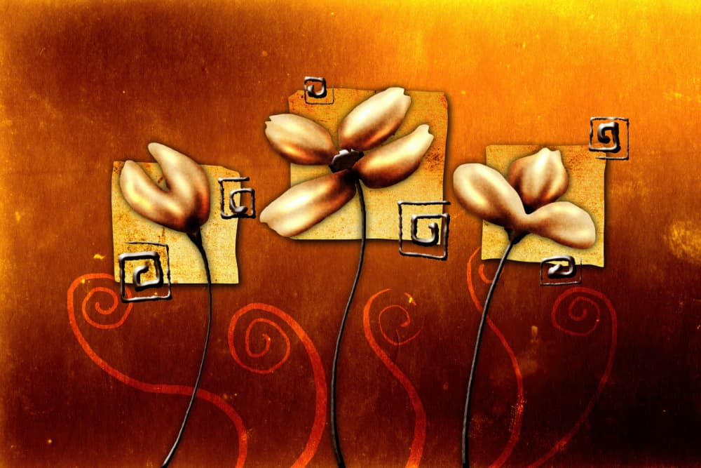Warm Abstract Flowers by Rafal Kulik — canvas wall art