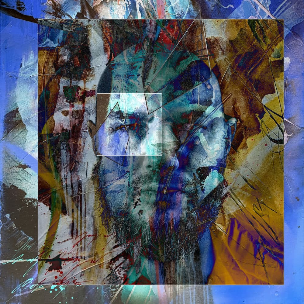Fragmented Blue Portrait by Mikael Altersten — canvas wall art