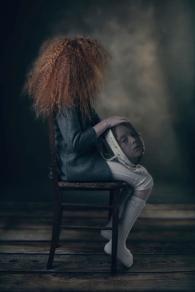Pensive Red Hair Girl by Ewa Cwikla — canvas wall art