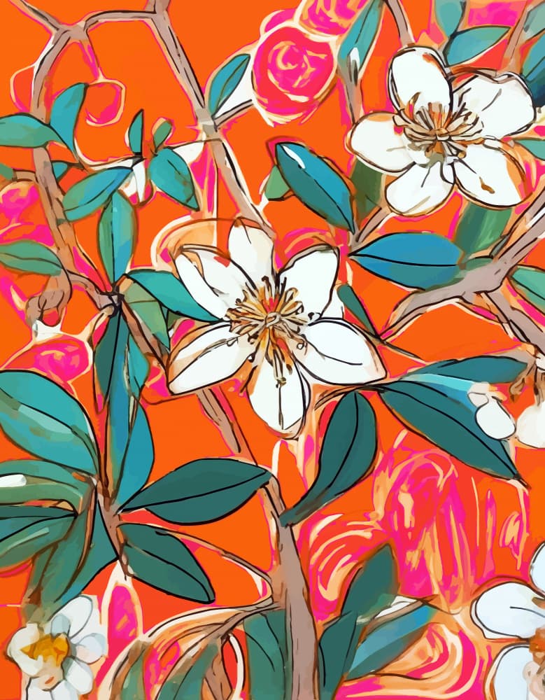 Vibrant Orange Blossoms by Uma Gokhale — canvas wall art