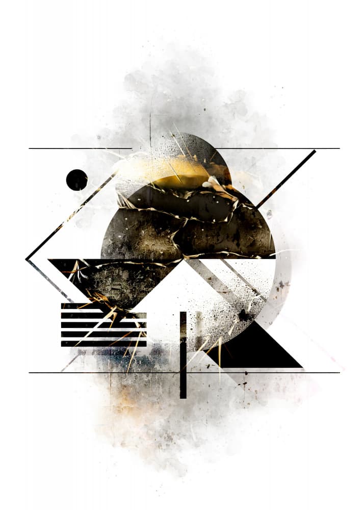 Golden Geometric Abstract by Rafal Kulik — canvas wall art