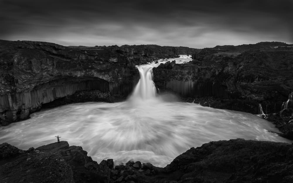 Powerful Waterfall and Cliffs by Irene Wu — canvas wall art