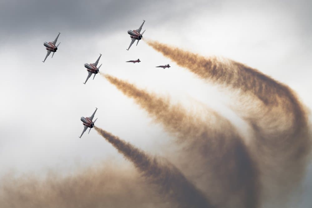 Aerobatic Jet Trails by Piotr Wrobel — canvas wall art
