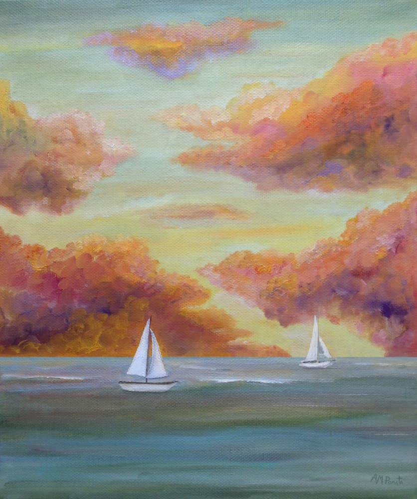 Sailboat Sunset Sky by Angeles M. Pomata — canvas wall art