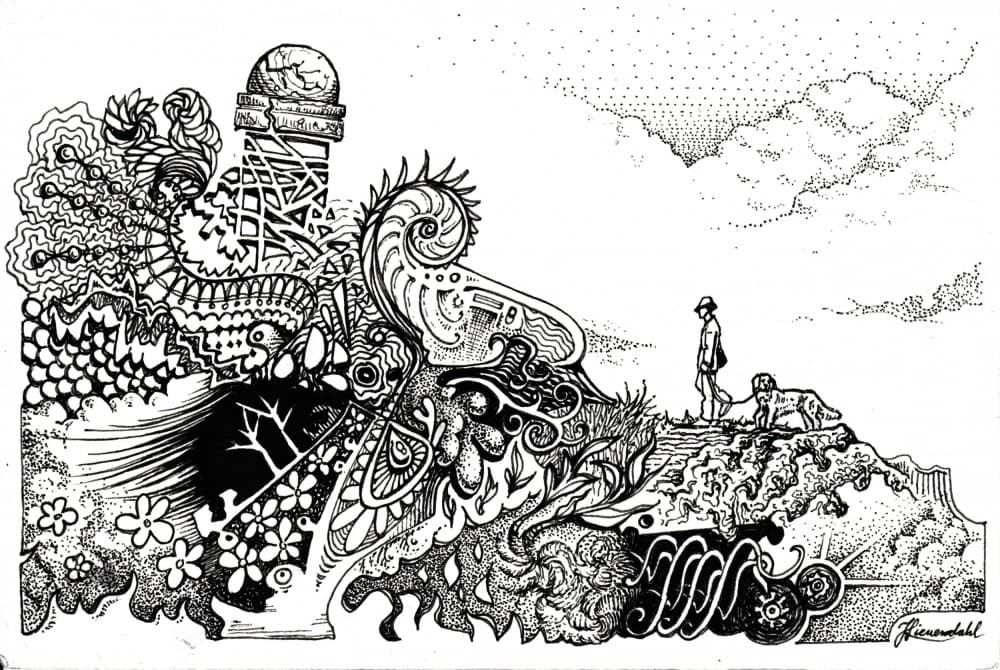 Whimsical Path With Friend by Johan Liewendahl — canvas wall art