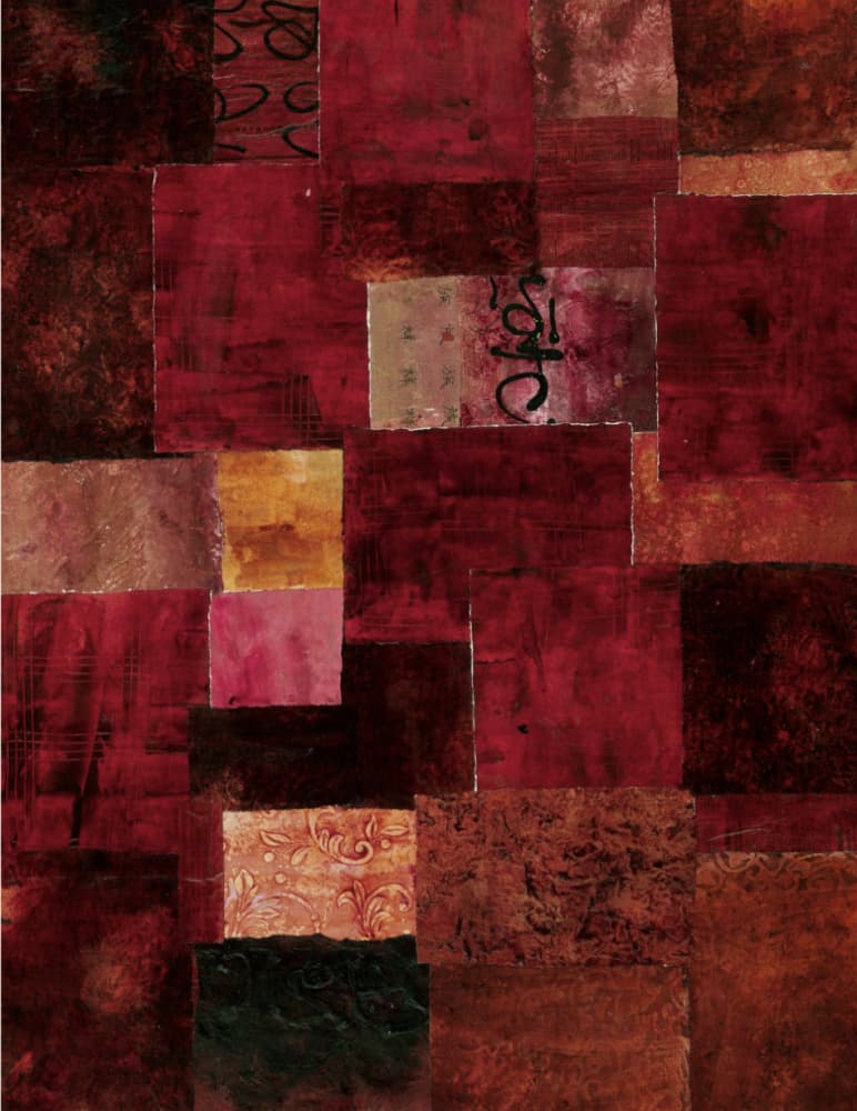 Crimson Patchwork Abstract by Deb Chaney — canvas wall art