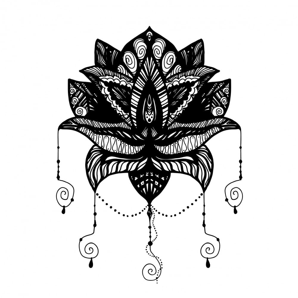 Intricate Black Lotus by Marika Barsrsind — canvas wall art