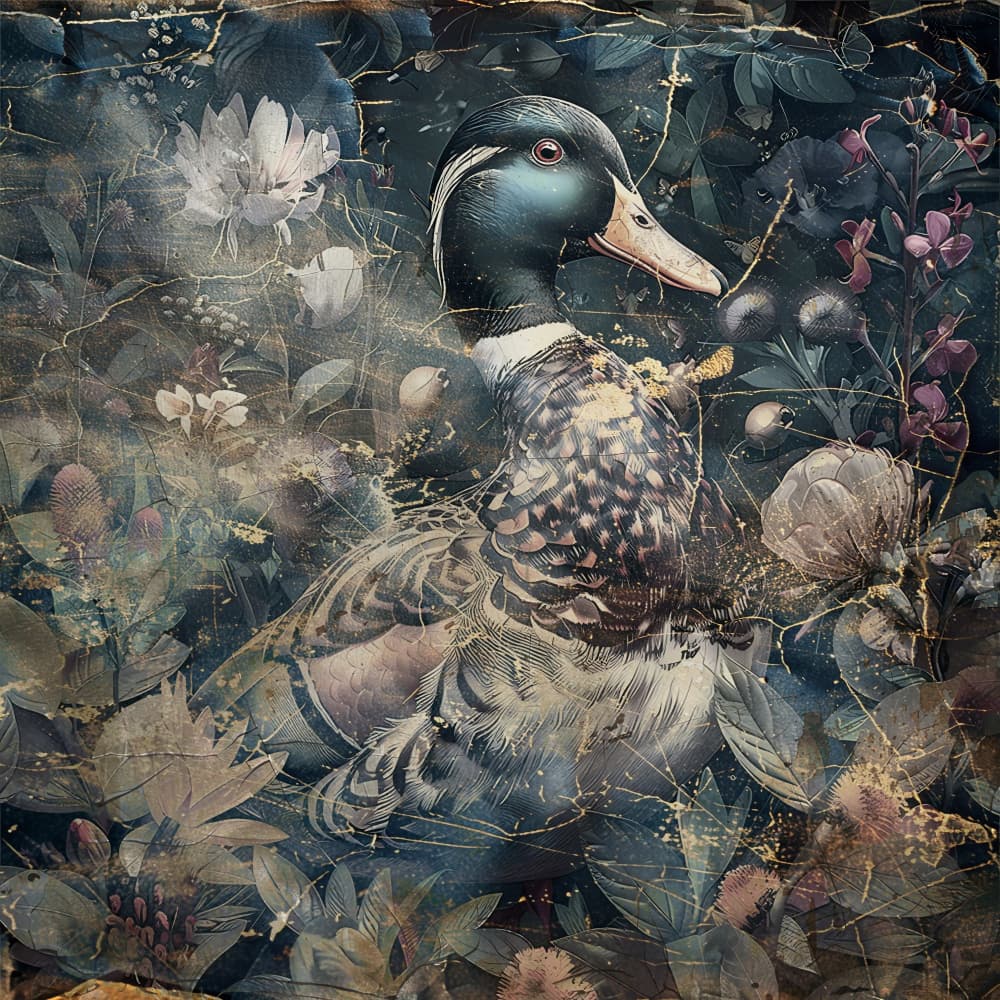 Mallard In Dark Garden by Rafal Kulik — canvas wall art