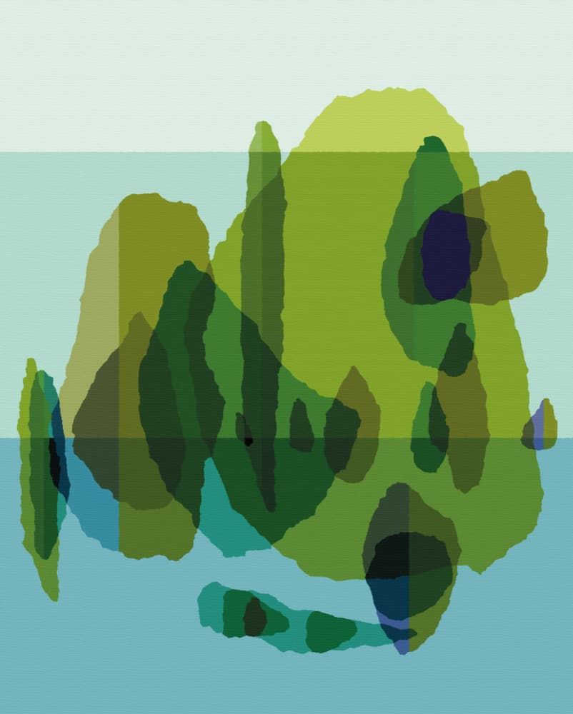 Green Blue Abstract Layers by Rafa Mateo — canvas wall art