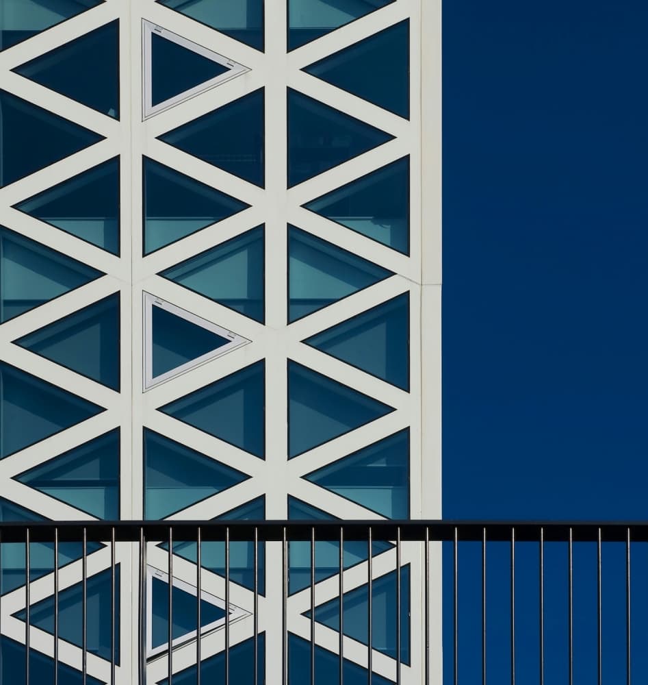 Blue Geometric Facade by Gerard Jonkman — canvas wall art