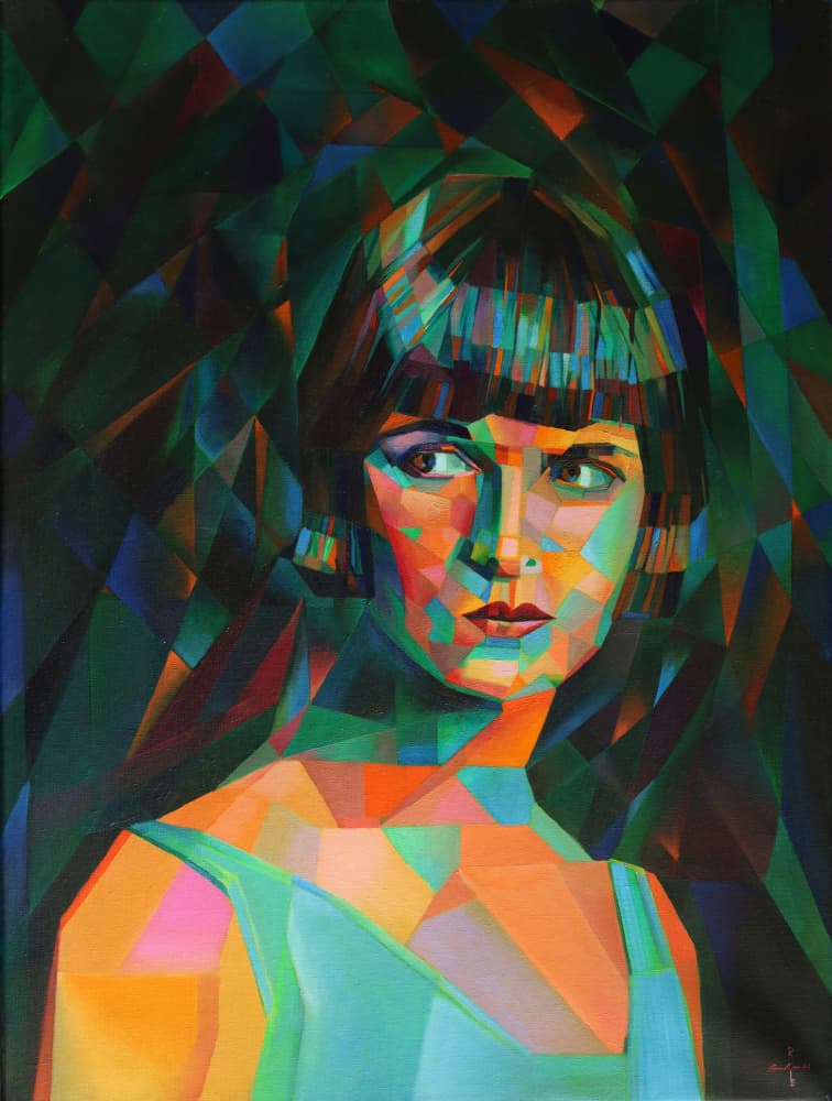 Vibrant Geometric Woman by Corné Akkers — canvas wall art