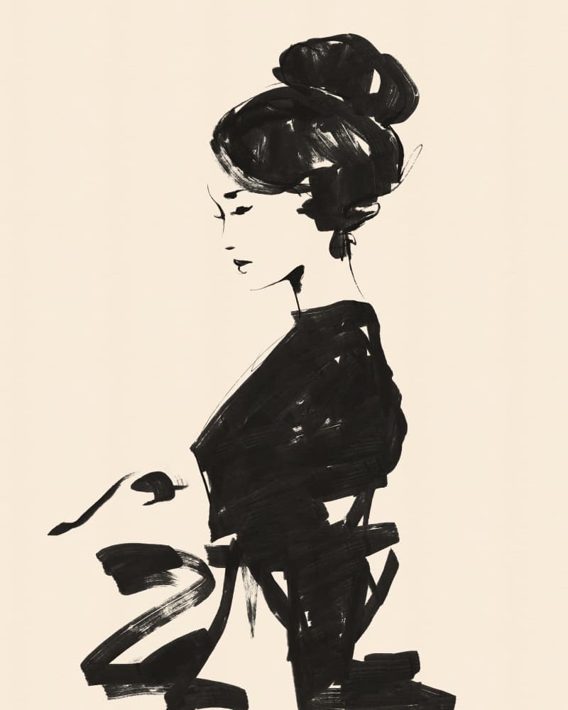 Elegant Ink Portrait by CATS AND DOTZ — canvas wall art