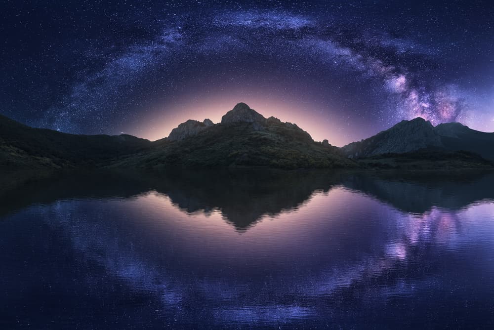 Milky Way Mountain Reflection by Carlos F. Turienzo — canvas wall art