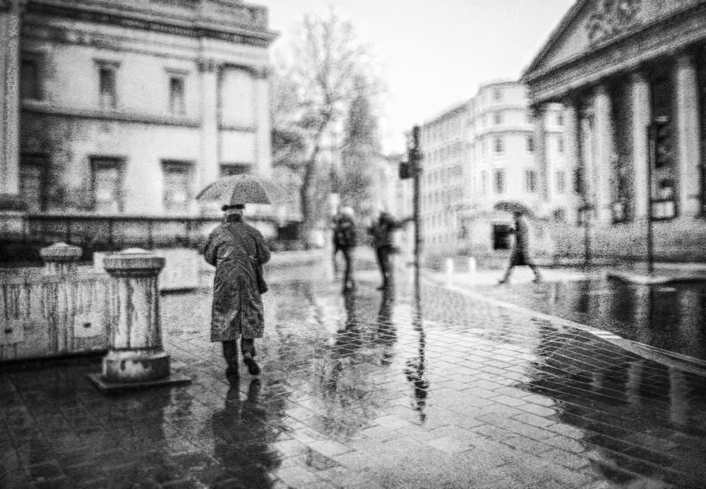 Rainy City Walk by Amer Jassim — canvas wall art